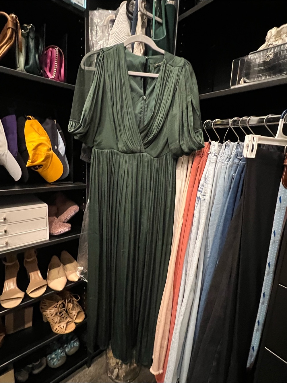 Banana Republic Forest Green Draped Maxi Dress